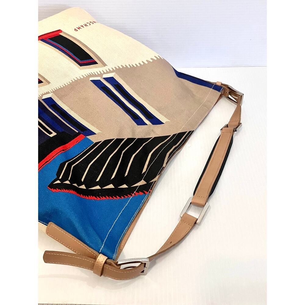 Longchamp France Canvas Shoulder Bag Finca Luisa Geometric Graphic Textile Tote - Picture 9 of 12